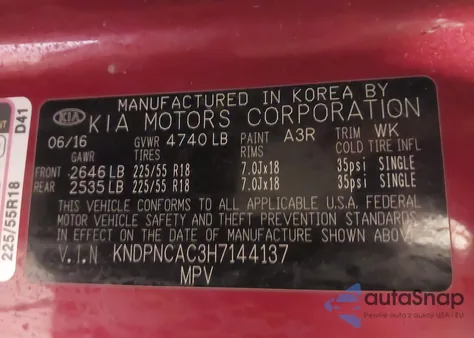 2017 Kia Sportage Ex from USA, damaged, VIN KNDPNCAC3H7144137